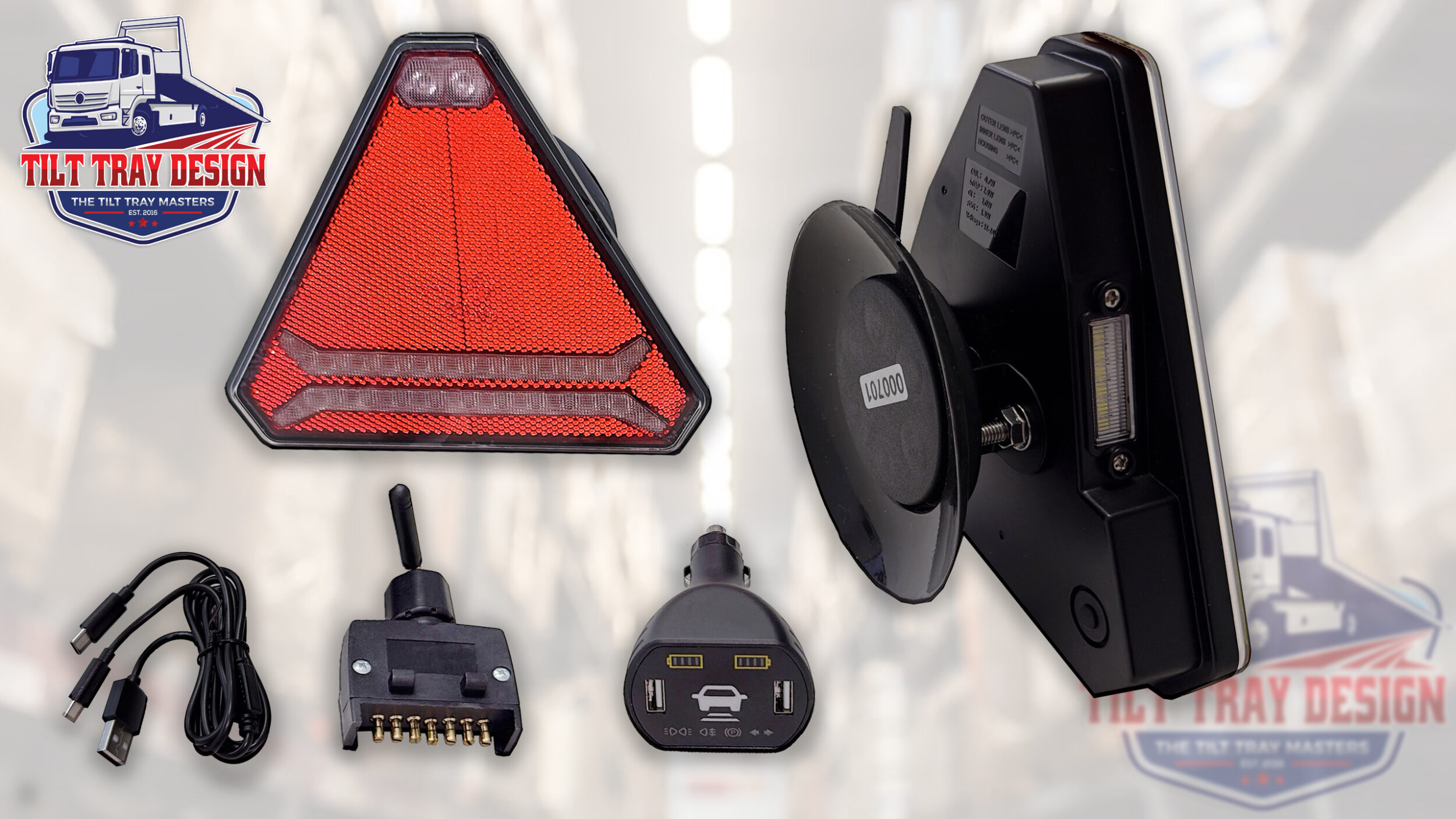 LED WIRELESS TRIANGLE LED LIGHT KIT 24V – For tow truck – TILT TRAY DESIGN